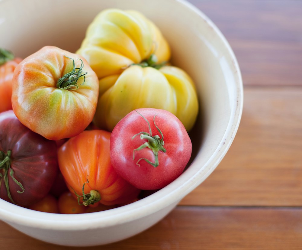 bowl of heirloom tomatoes