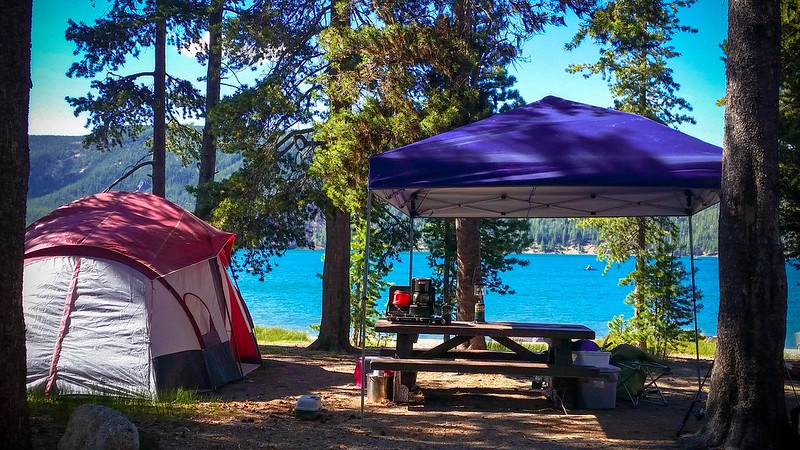 campsite with tents at East Lake Campground
