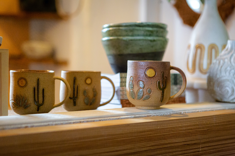 mugs and bowls at mud lake