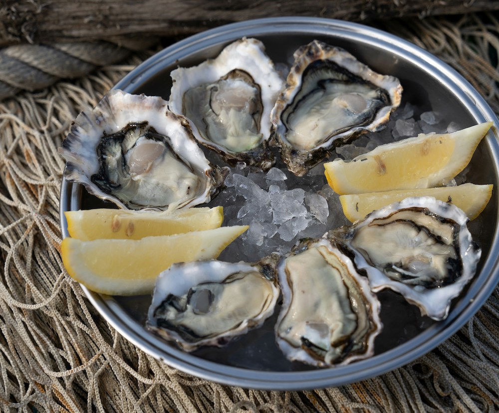 oyster plate with lemons