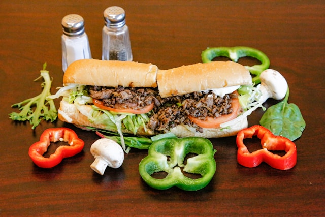 cheesesteak sandwich with peppers
