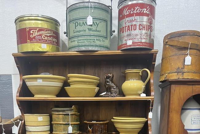 shelves of antiques