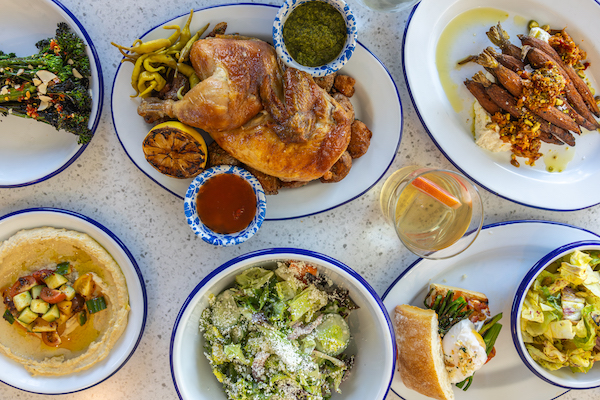 Table of food at Neighbor Rotisserie