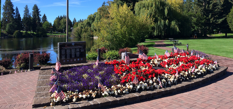 memorial flowers at Brooks Park