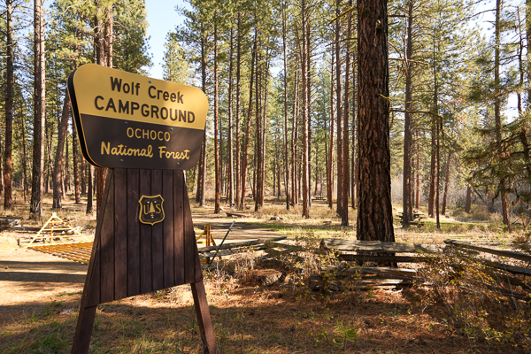 Wolf Creek Campground sign