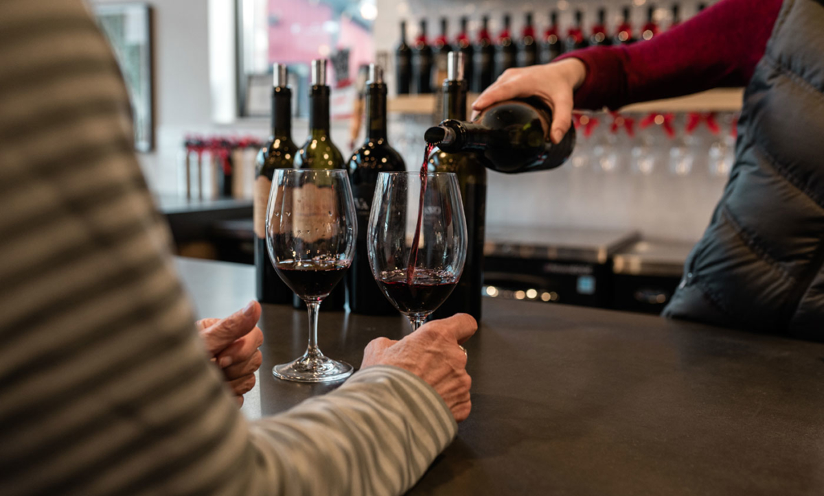 pouring glass of red wine
