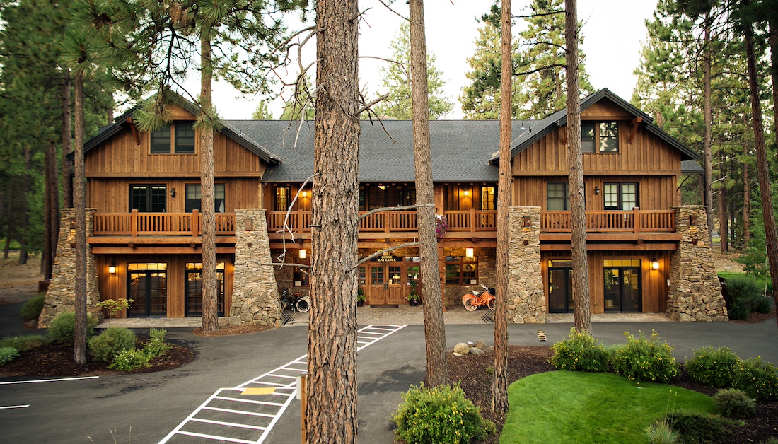 exterior of FivePine Lodge