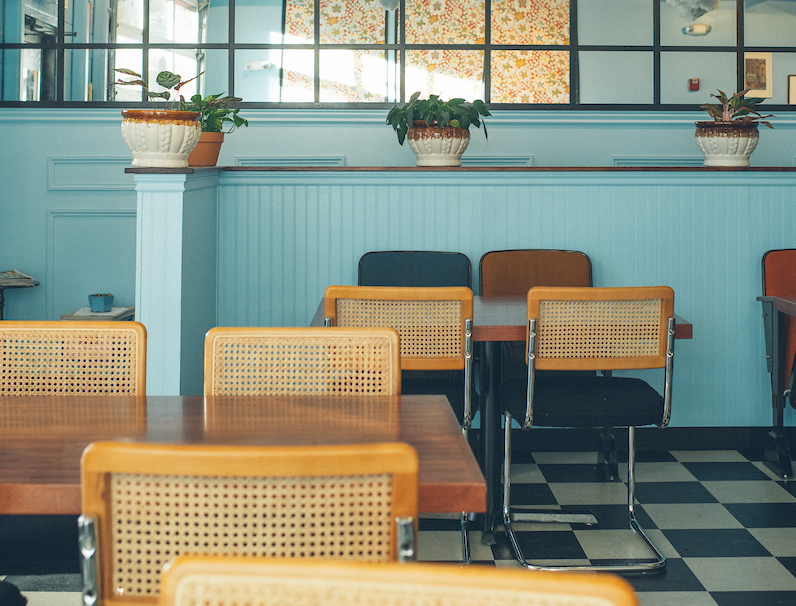 seating at Bo's Falafel Bar
