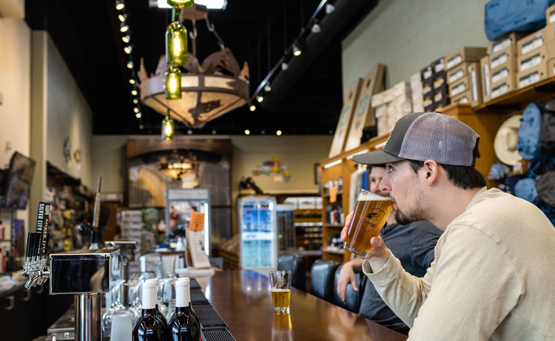 Enjoying a beer at the bar