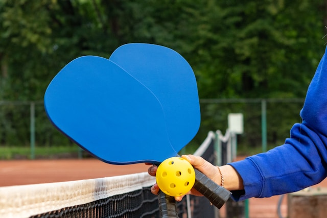 pickleball paddles and ball