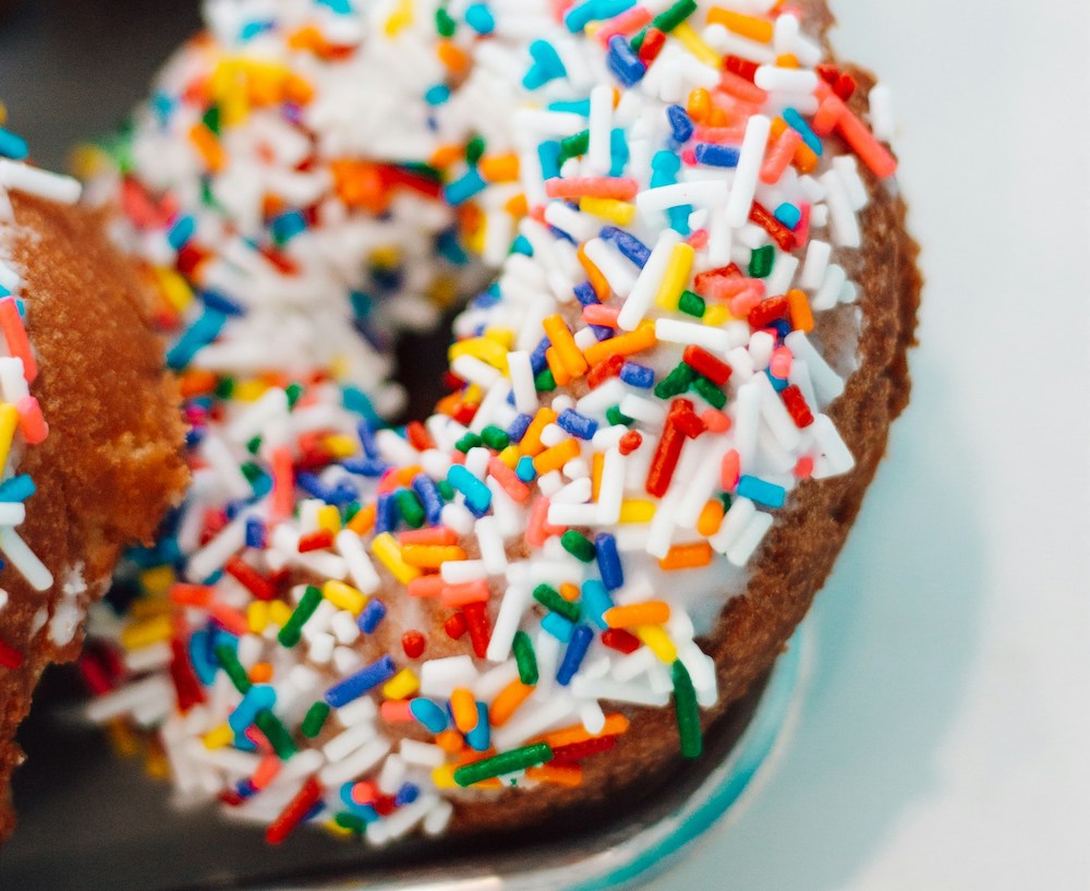 donut with bright sprinkles