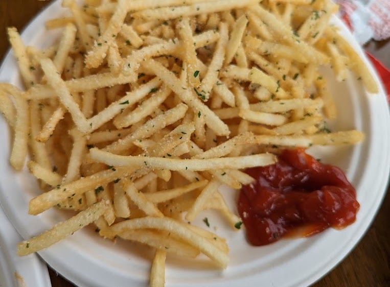 plate of fries with ketchup