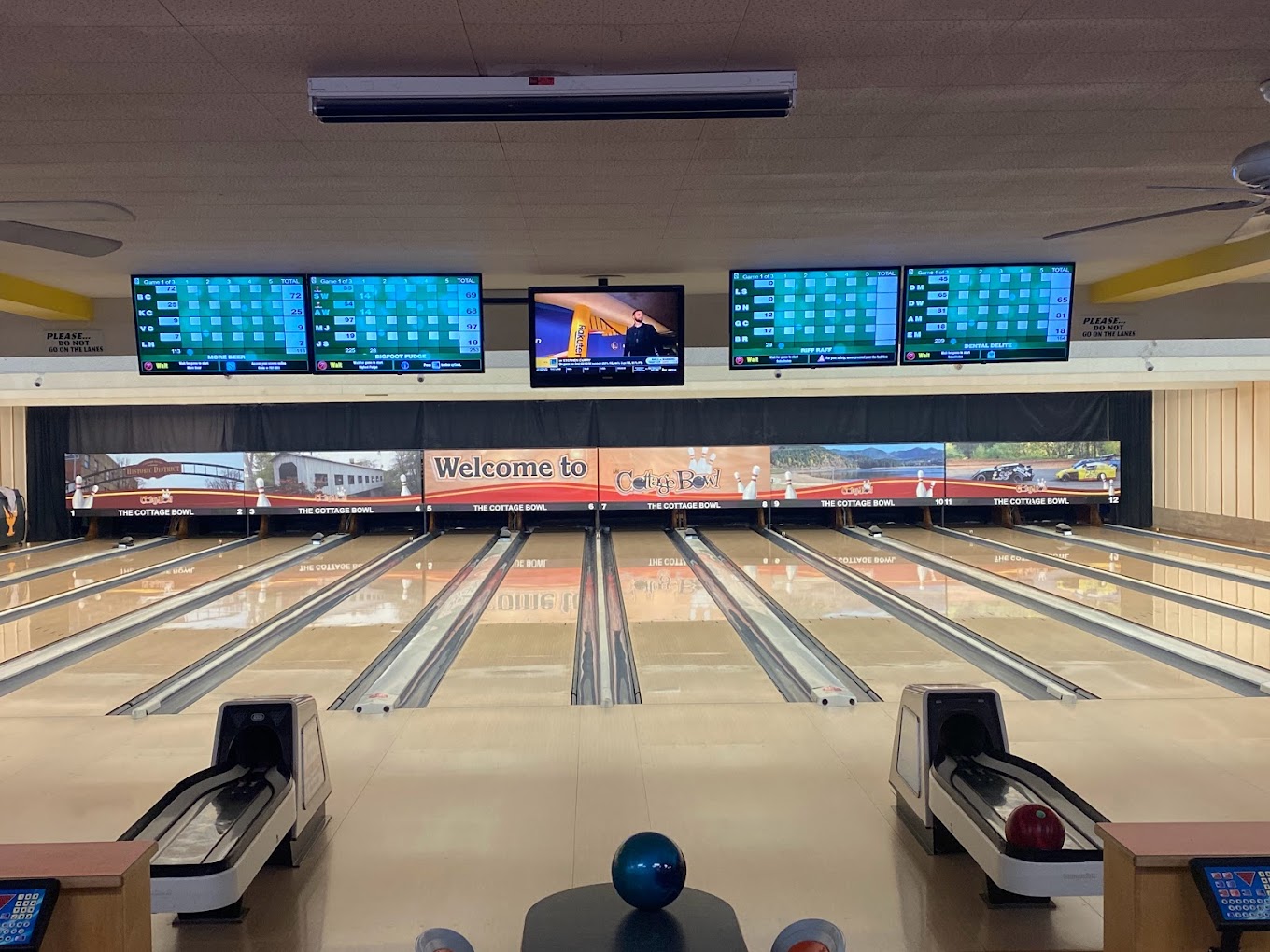 lanes of a bowling alley