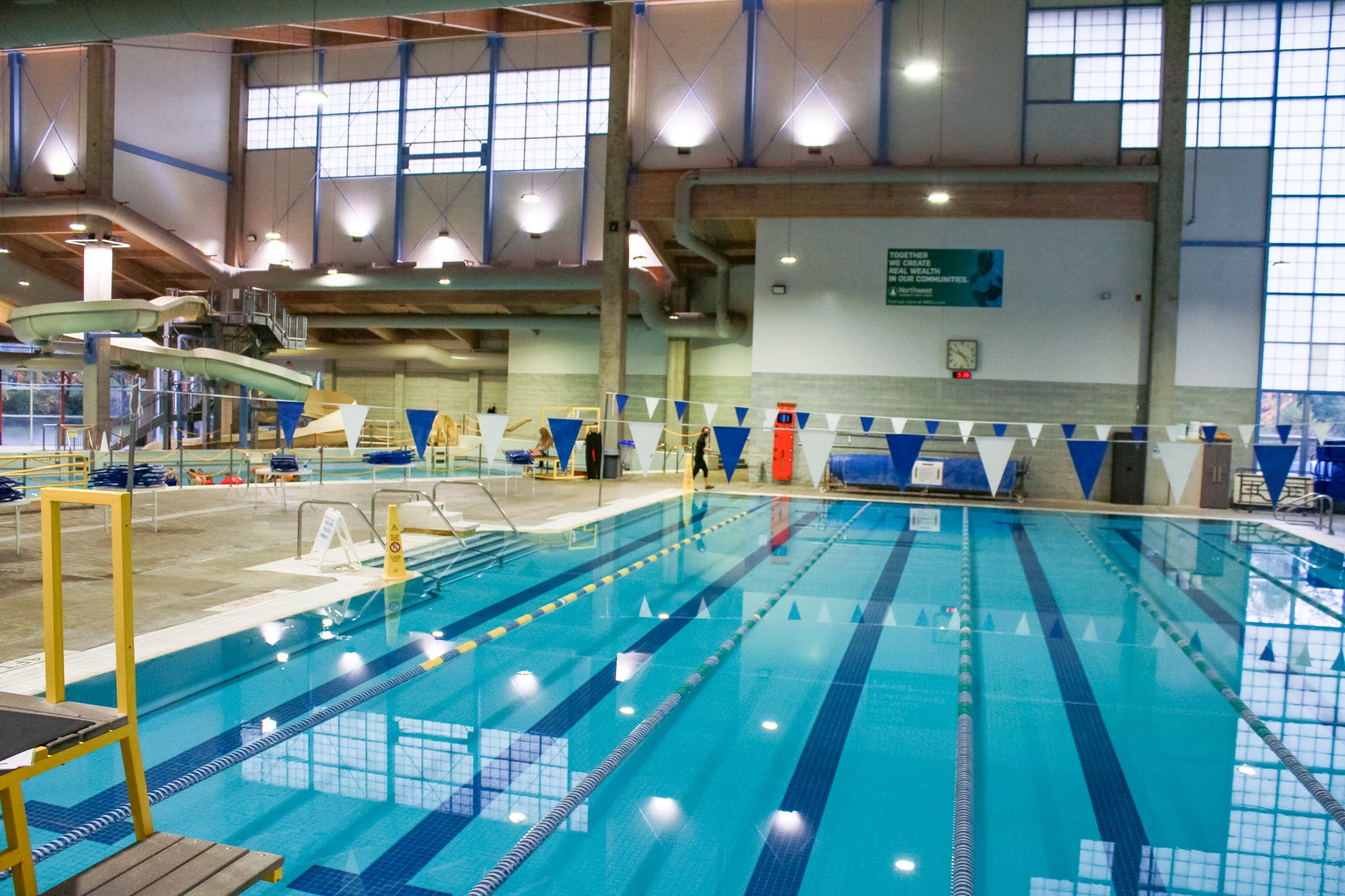 indoor pool with swim lanes