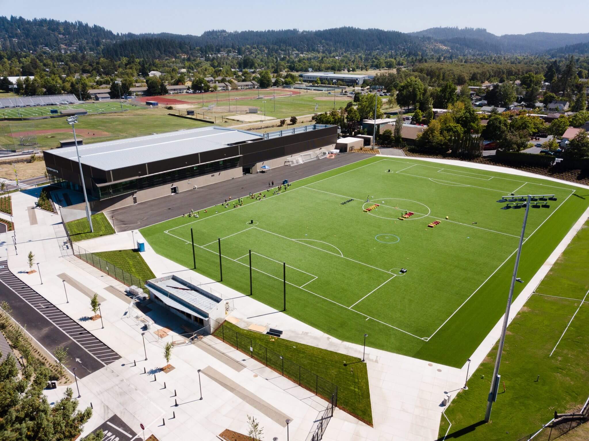 aerial view of multi-use turf field