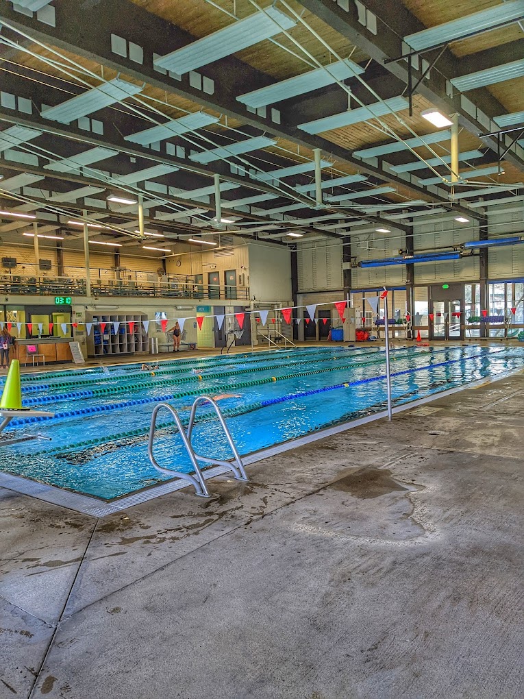 indoor pool with six swim lanes