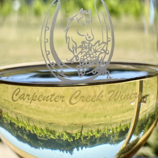Wine Glass with Carpenter Creek Winery Logo