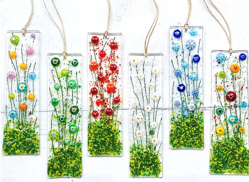 Row of glass bookmarks