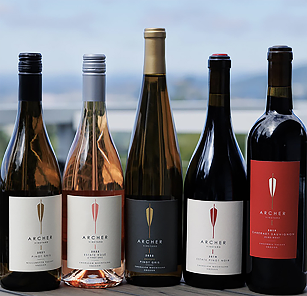 five bottles of Archer Vineyard wines