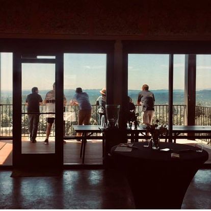 Visitors enjoying the Bells Up Winery view