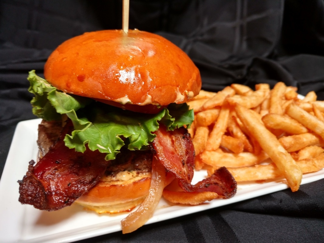 Bacon burger and fries