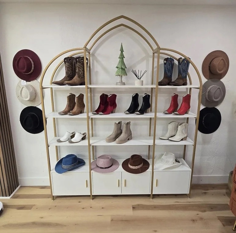 Cowboy boot and hat rack
