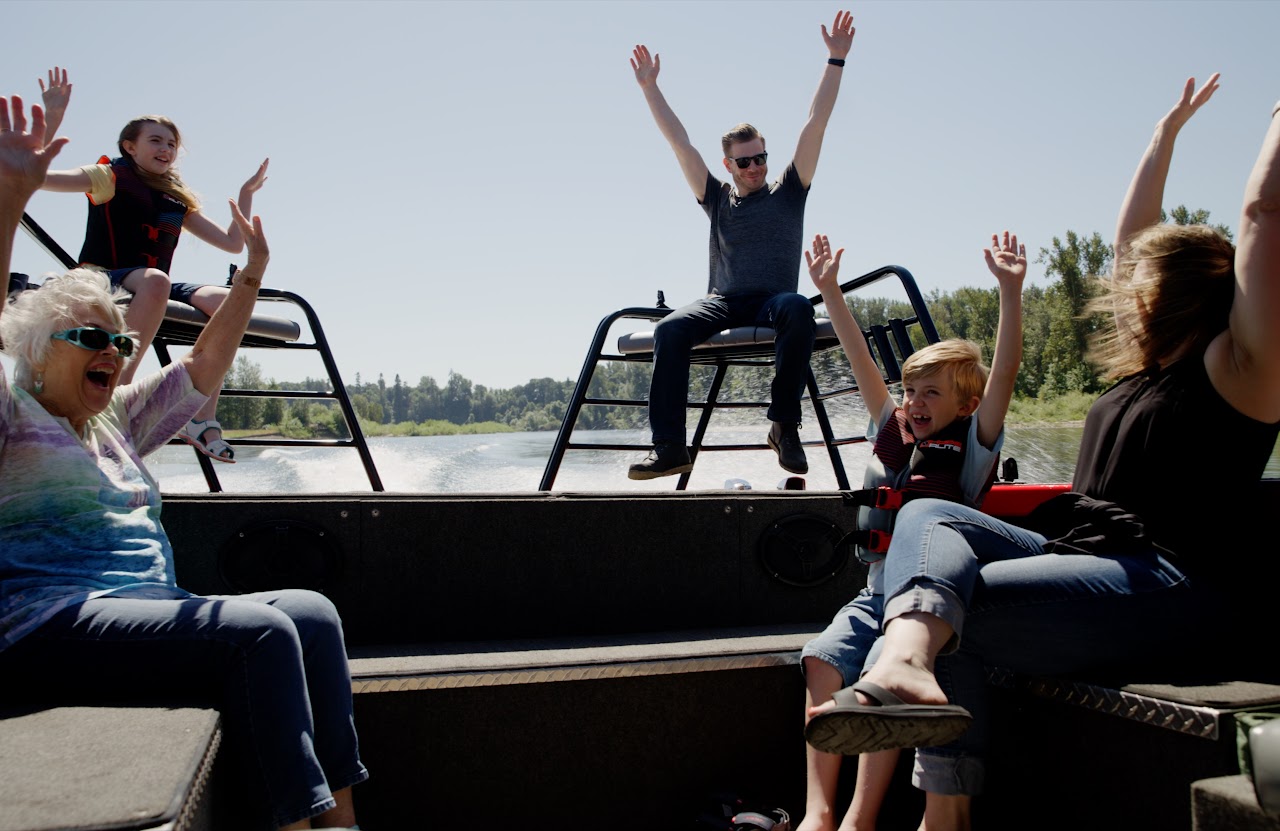 People on boat having time of their life