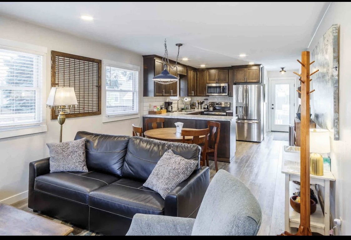 The Fox Bungalow living room and kitchen