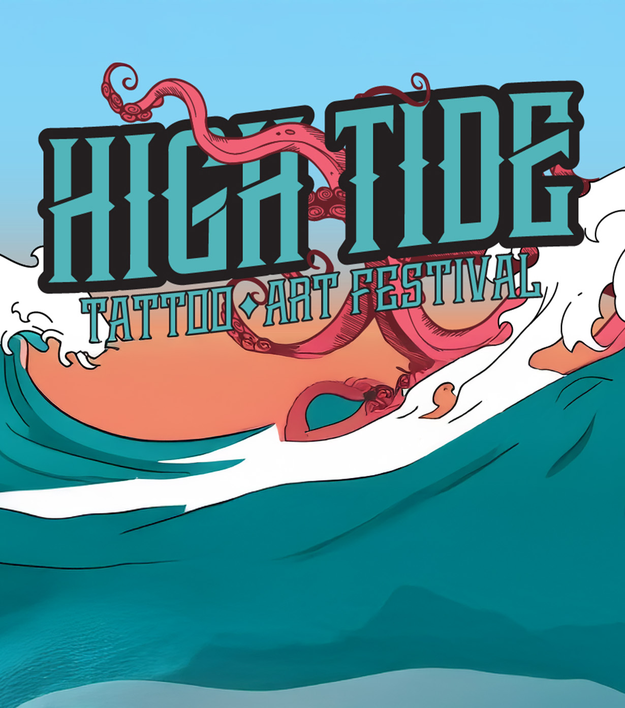 graphic art poster for high tide tattoo art festival.