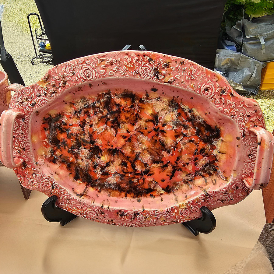 handmade clay pottery serving dish