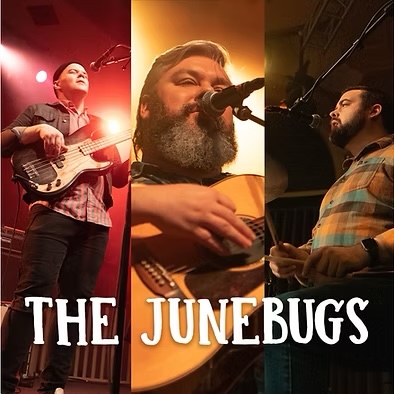 Three vertical images of each member of The Junebugs