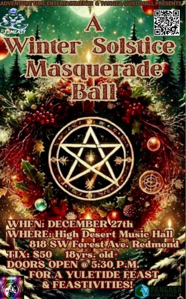 Flyer promoting event showing a Christmas wreath with event info around it.