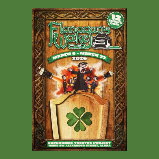 Poster with cartoon people and Irish motifs