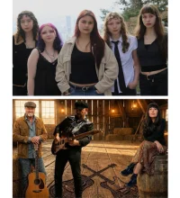 Two photos with music artists