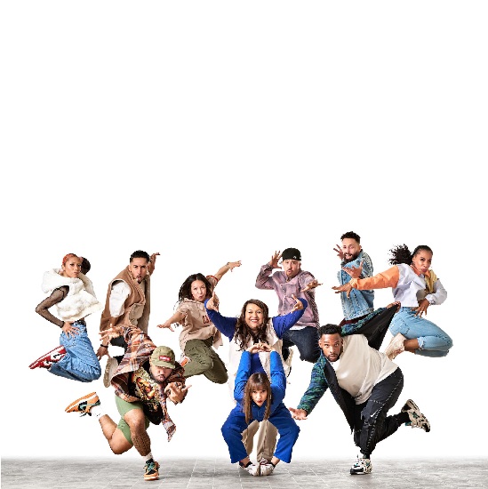 The members of Versa-Style Street Dance Company in multiple dancing poses