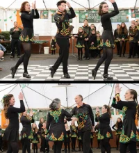 Two photos next to eachother of various scenes of folks dancing