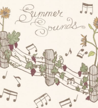 Illustration with grapevines and musical notes