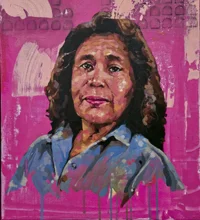 Painted portrait of Eva Castellanoz