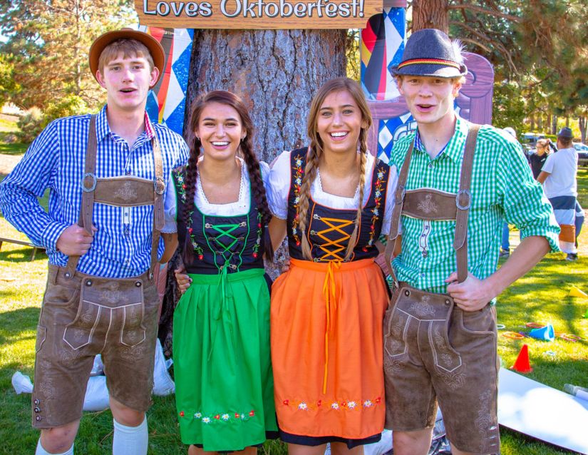 Friends getting together to dress up at Oktoberfest!