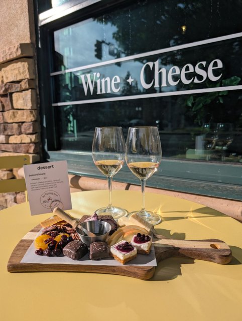 A tasty snack and wine display