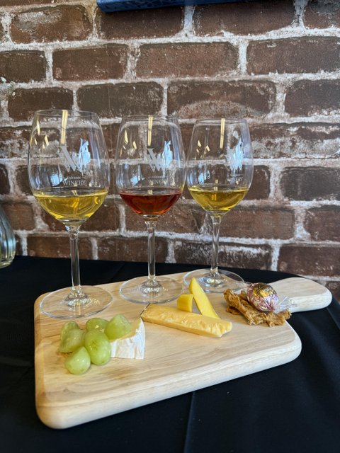A tasty snack and wine display