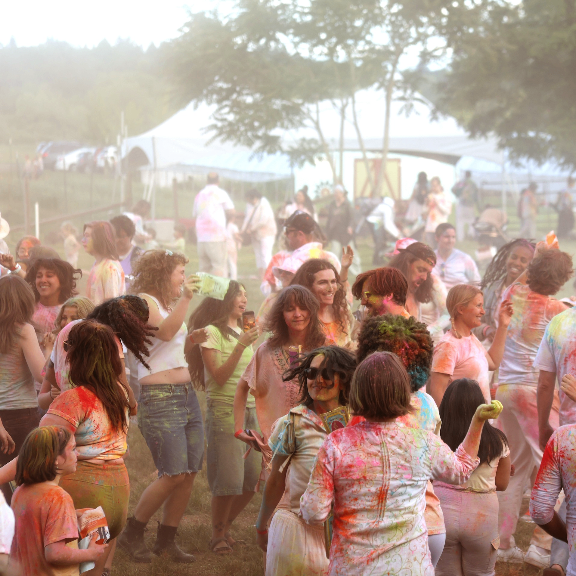 crowd of people at a Holi festival