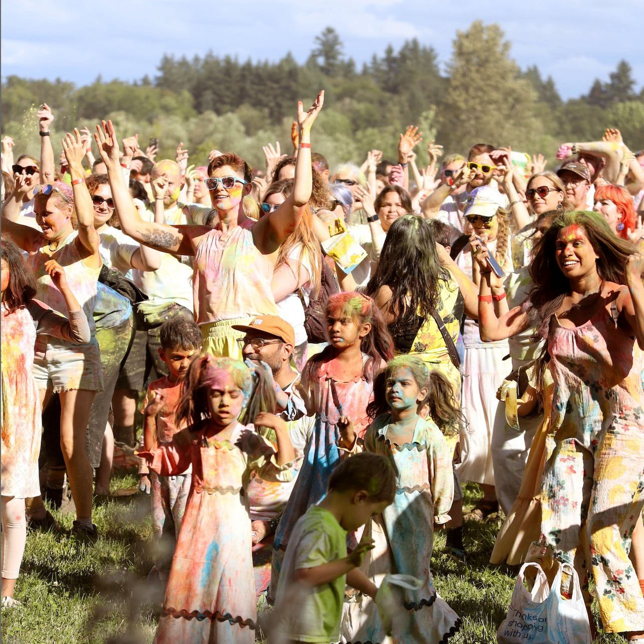 crowd of people at a Holi festival
