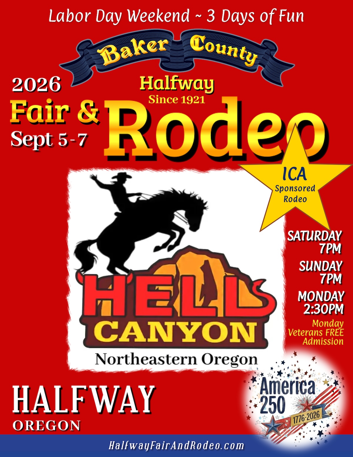 The annual Baker County Fair and Rodeo in Halfway. Labor Day weekend, 2026.