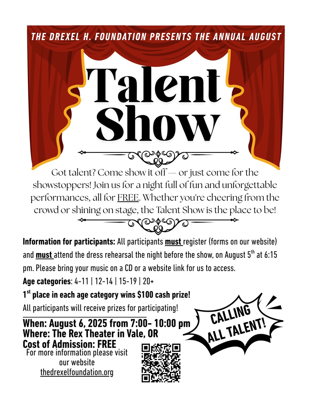 The annual August Talent Show presented by the Drexel H. Foundation, 2026.