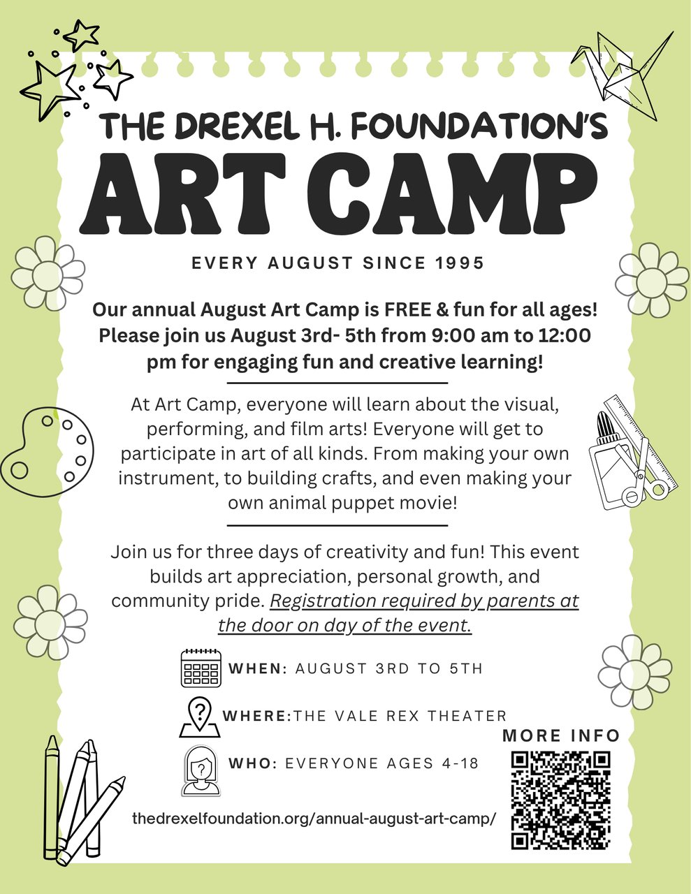 The Drexel H. Foundation's annual Art Camp, 2026