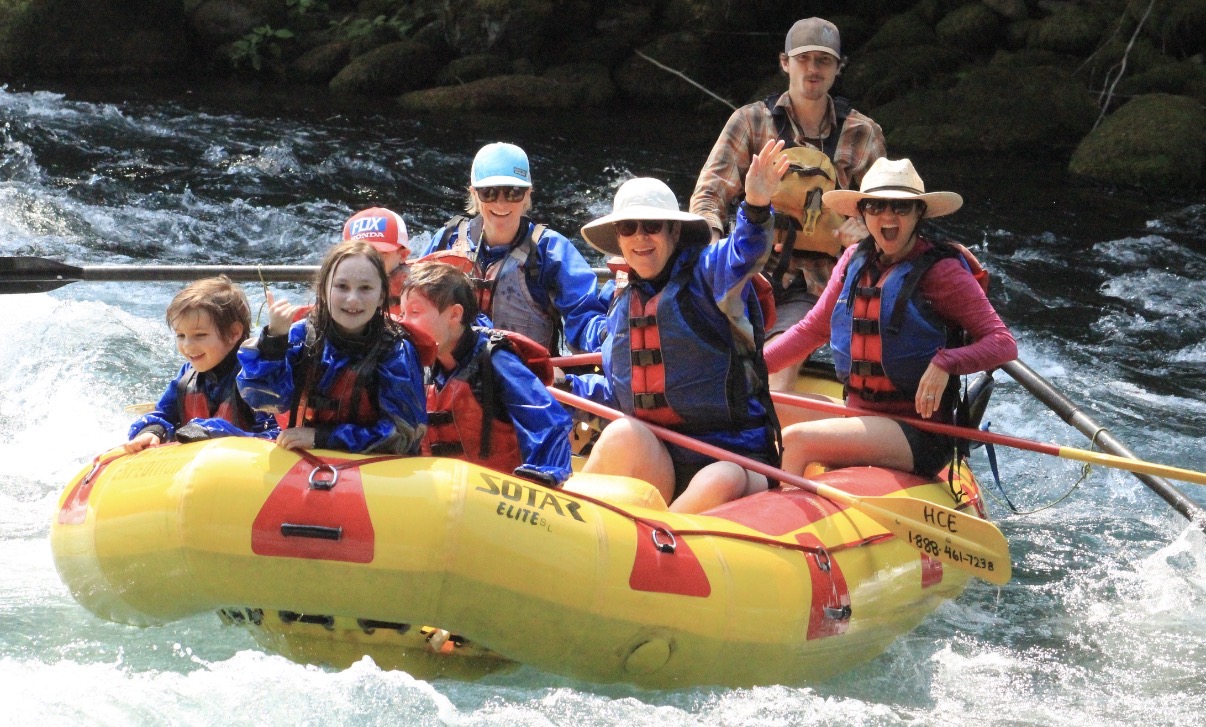 Family floating the McKenzie River outside of Sisters
